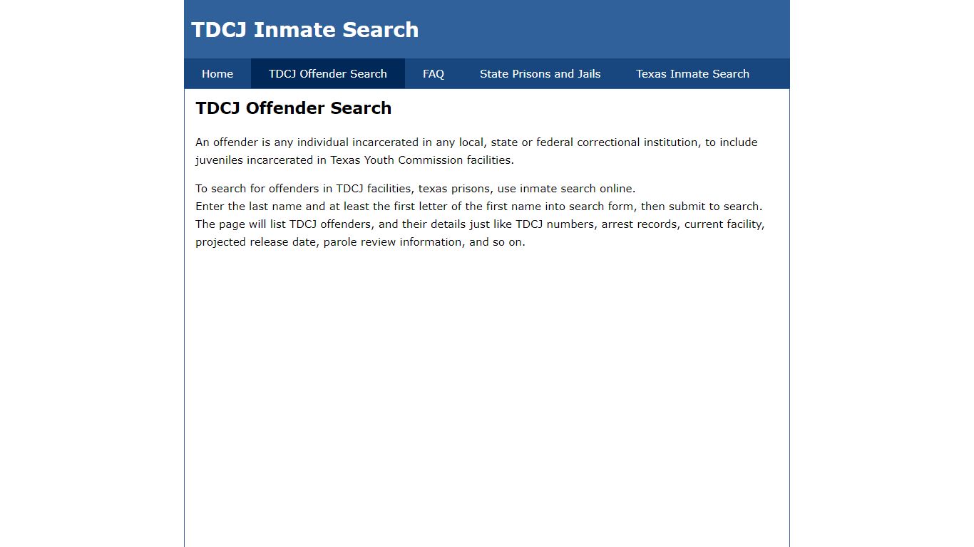 TDCJ Offender Search - TDCJ Inmate Search
